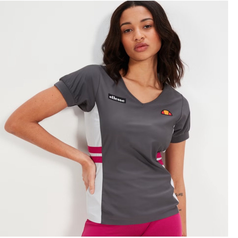 ELLESSE Women’s Lowery Tee Shirt Dark Grey SZ Medium Moisture Wicking BRAND NEW